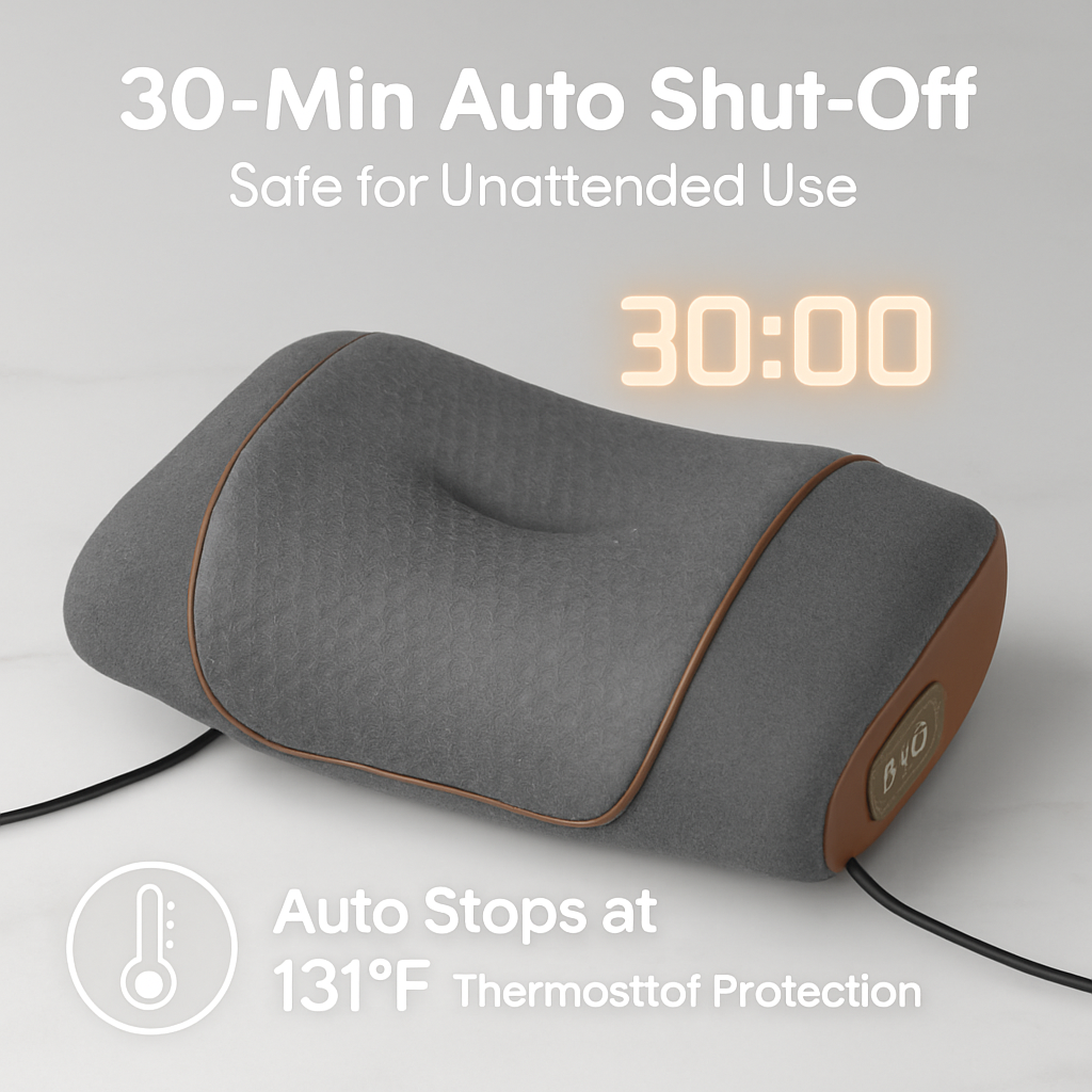 3-in-1 Neck Massager Pillow Ergonomic Massager with Heating Vibration Air Compression 30Min Timer for Neck Back Shoulder Pain Relief