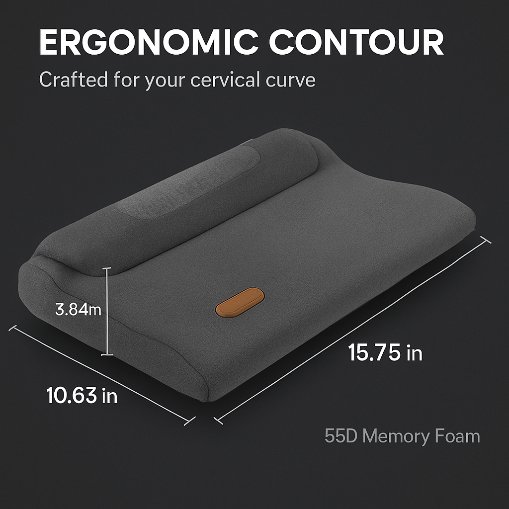 Neck Massager Pillow Ergonomic Massager Memory Foam Pillow with 3-Level Heating 3-Intensity Vibration 30Min Timer for Neck Back Shoulder Pain Relief
