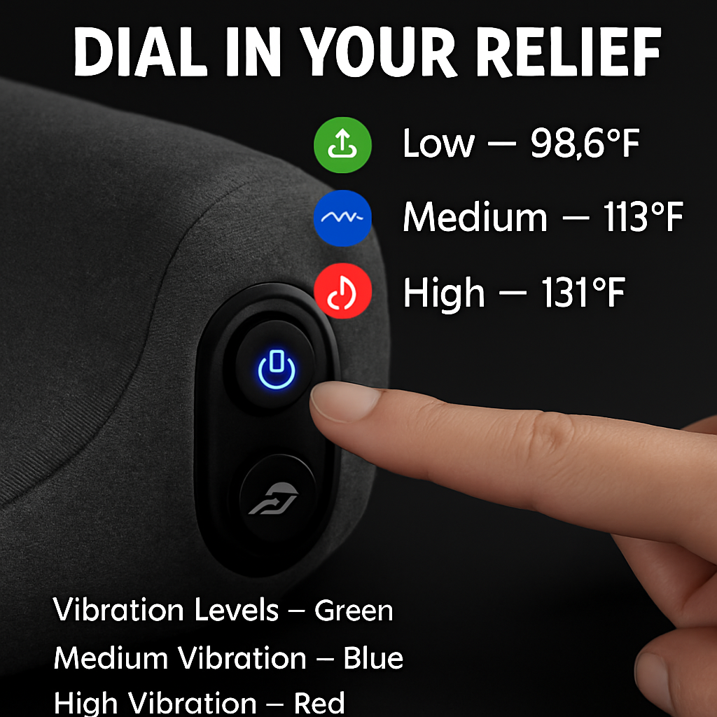 Neck Massager Pillow Ergonomic Massager Memory Foam Pillow with 3-Level Heating 3-Intensity Vibration 30Min Timer for Neck Back Shoulder Pain Relief