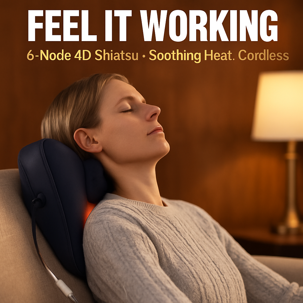Cordless Neck Massager Pillow with Heat and Shiatsu