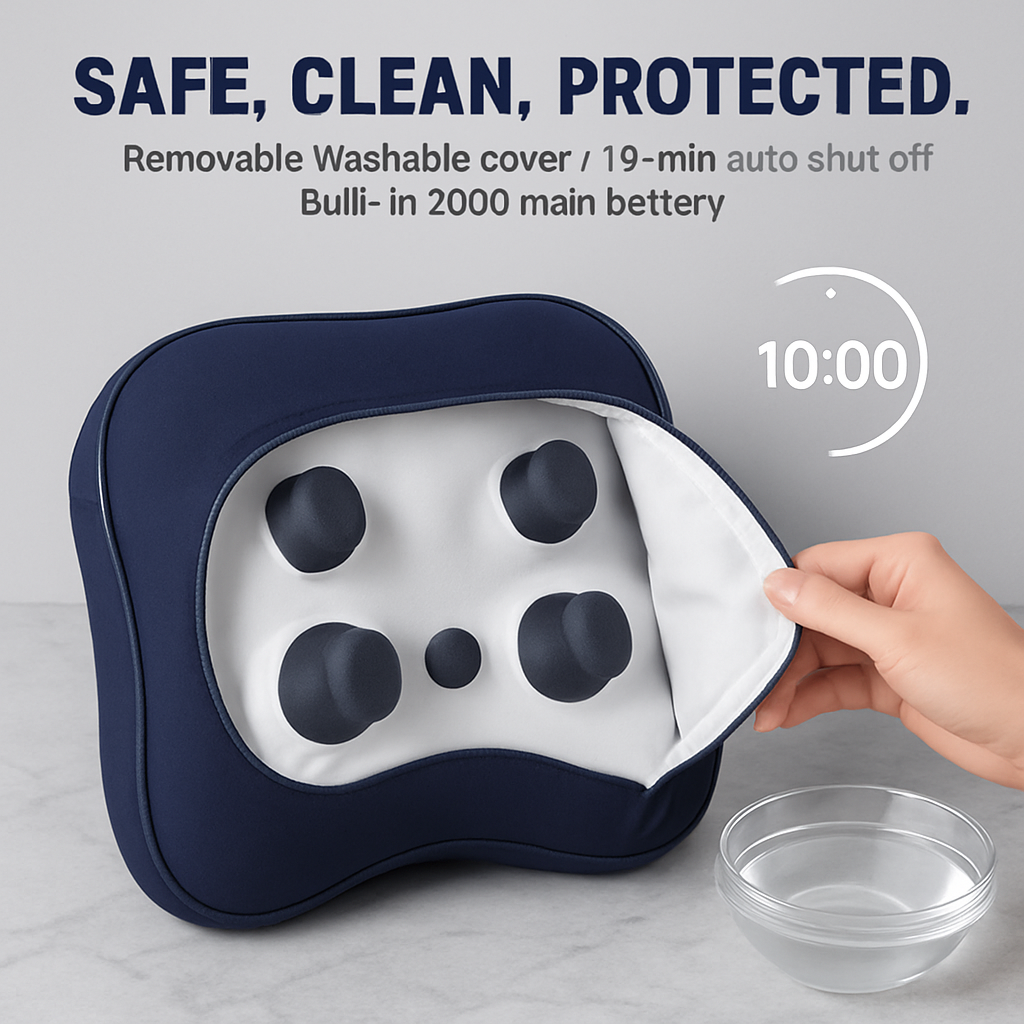 Cordless Neck Massager Pillow with Heat and Shiatsu