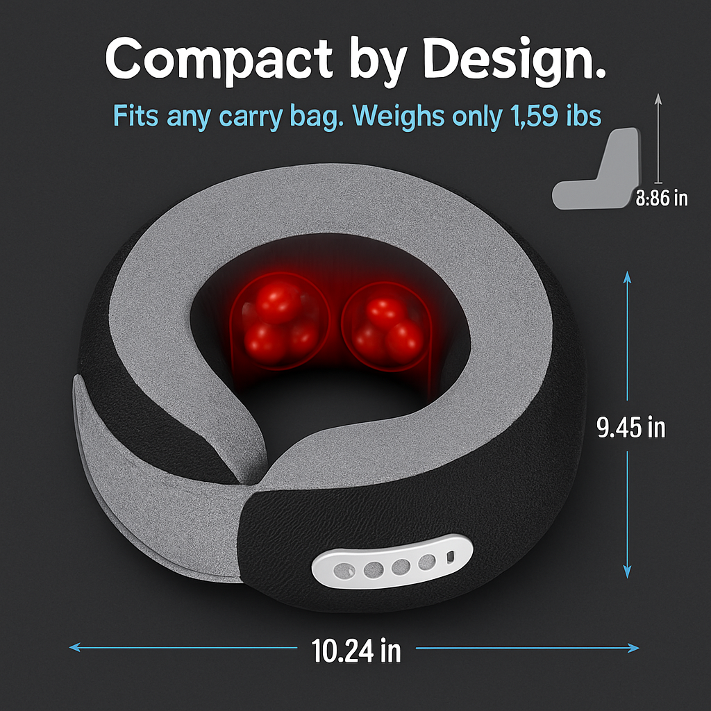 2 In 1 Neck Massager Pillow with Heat Electric Memory Foam Travel Pillow Shiatsu Neck Massager with 3 Speeds Timer for Home Office Travel