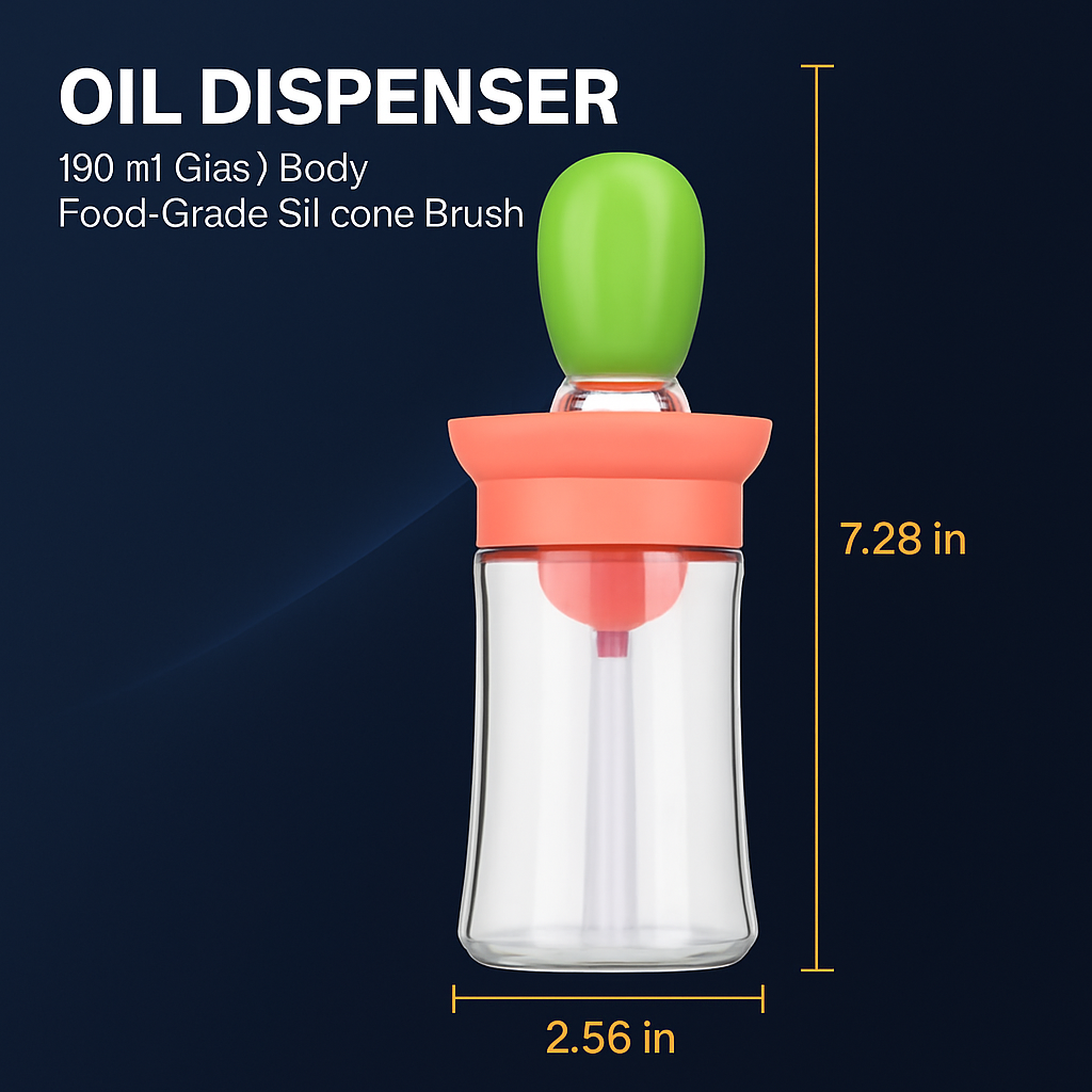 Oil Dispenser Bottle 2-in-1 with Dropper & Brush