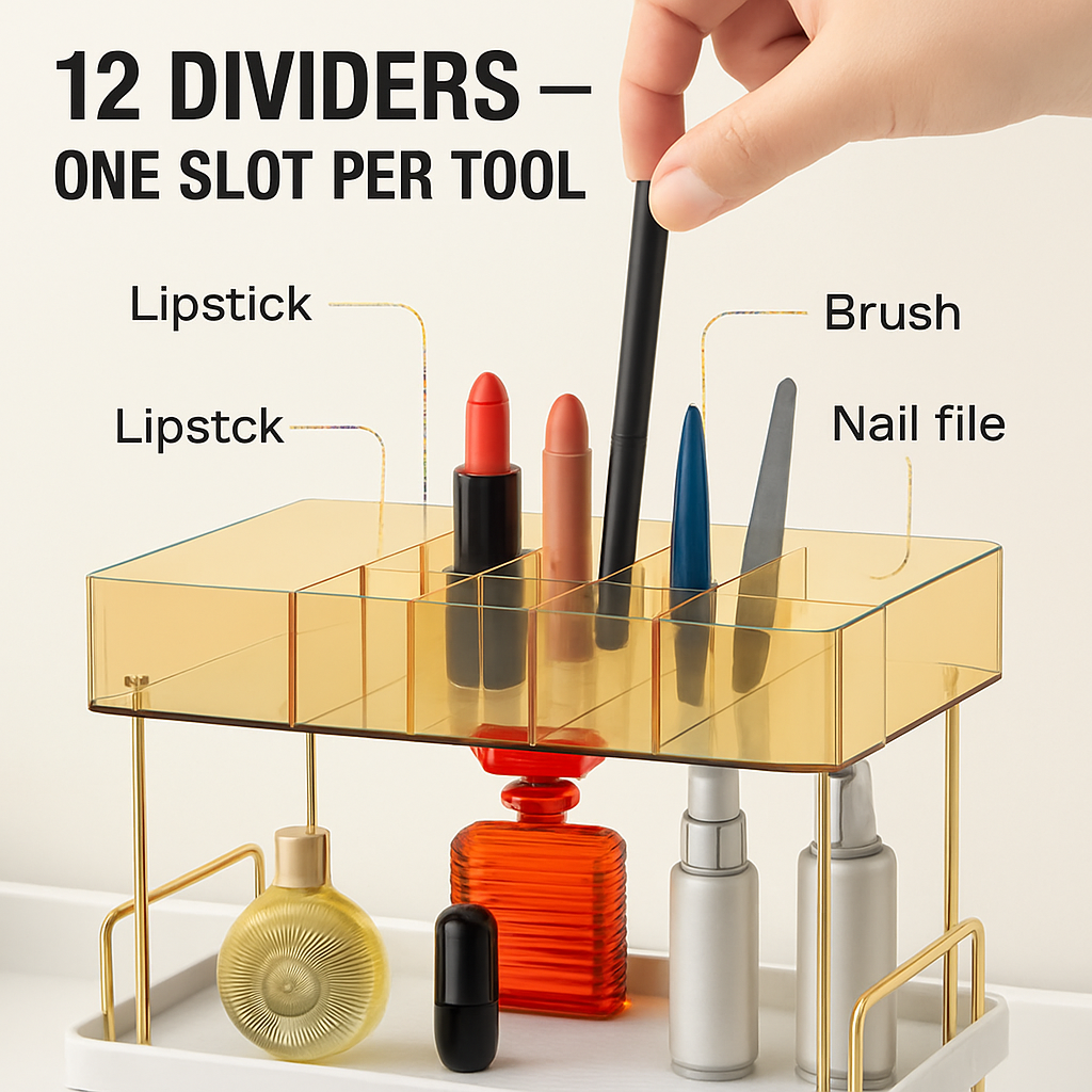 3-Tier Vanity Makeup Organizer with Drawer, Large Capacity
