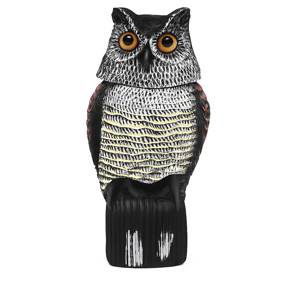 Owl Decoy with Rotatable Head for Bird and Squirrel Control