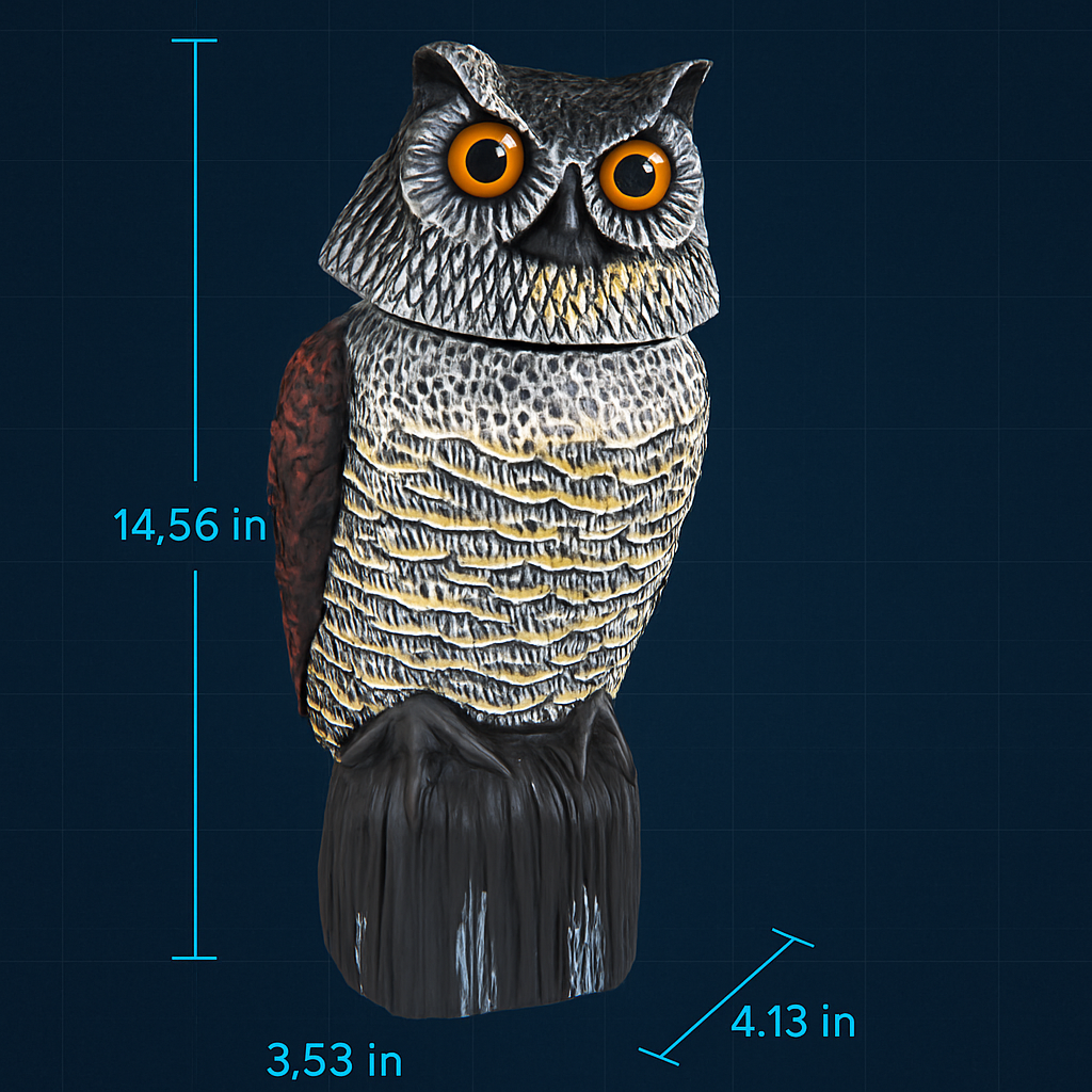 Owl Decoy with Rotatable Head for Bird and Squirrel Control