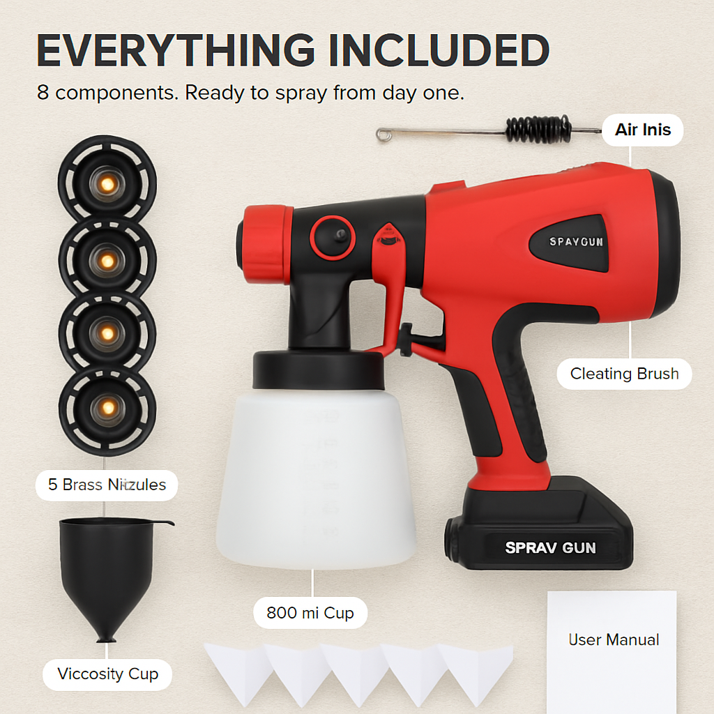 Portable Battery Powered Paint Sprayer HVLP Gun