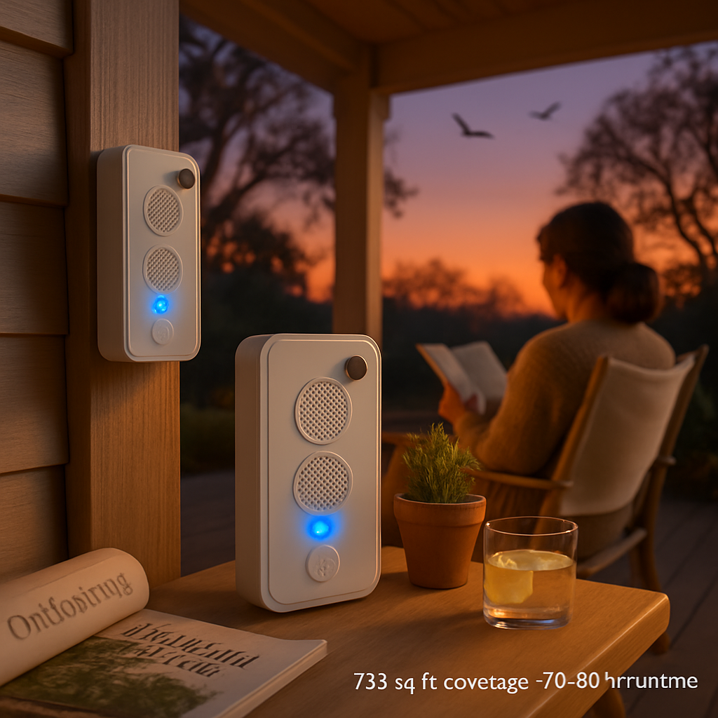 4Pack Rechargeable Ultrasonic Bat Repellent Indoor Outdoor Bird Mouse Deterrent Device with 6 Adjustable Levels for Attic Porch House