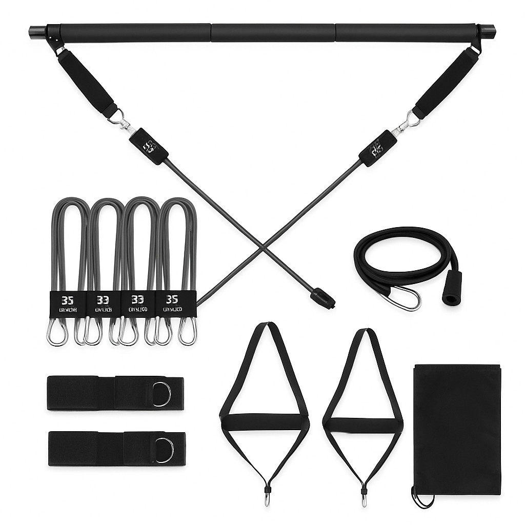 Pilates Bar Kit with Resistance Bands for Full Body Toning