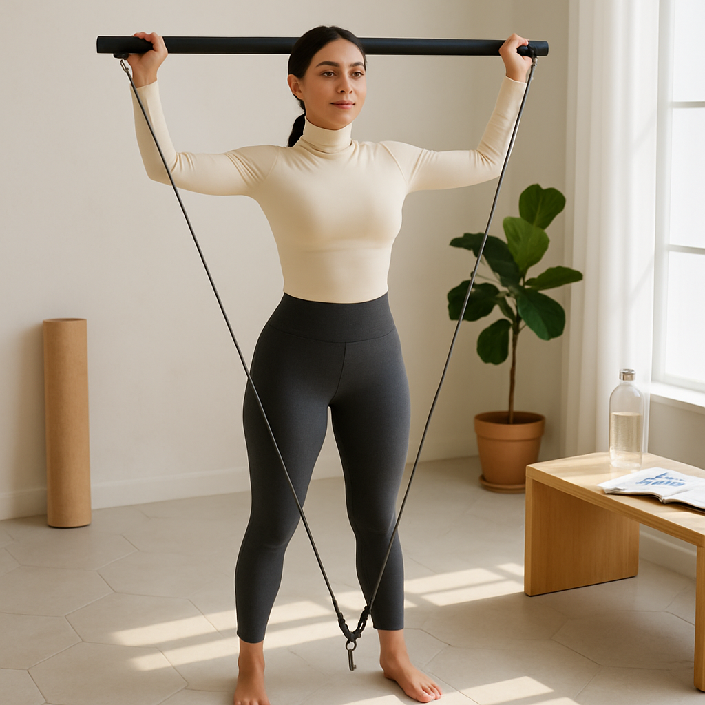 Pilates Bar Kit with Resistance Bands for Full Body Toning