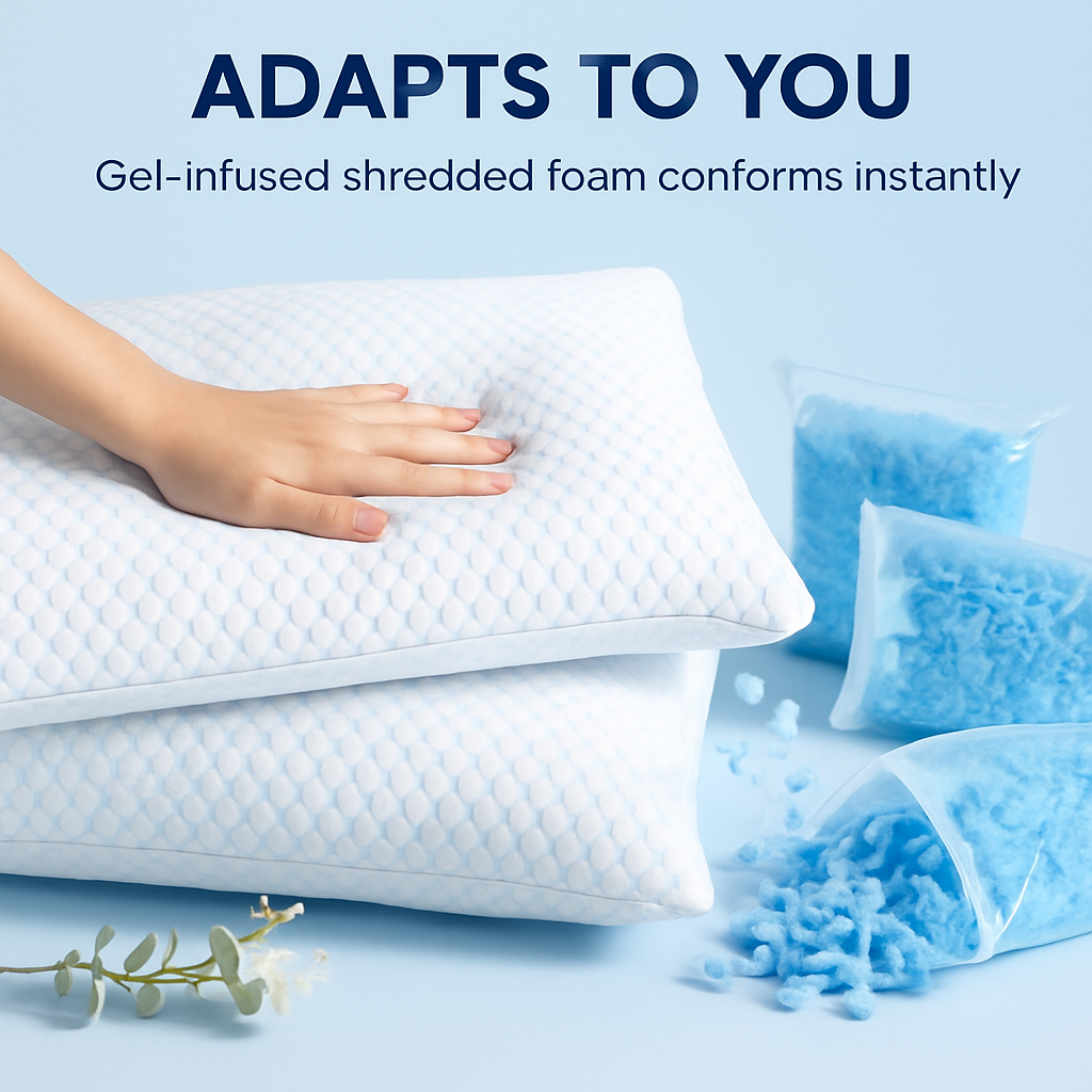 Shredded Memory Foam Pillow - Adjustable, Cooling, Washable