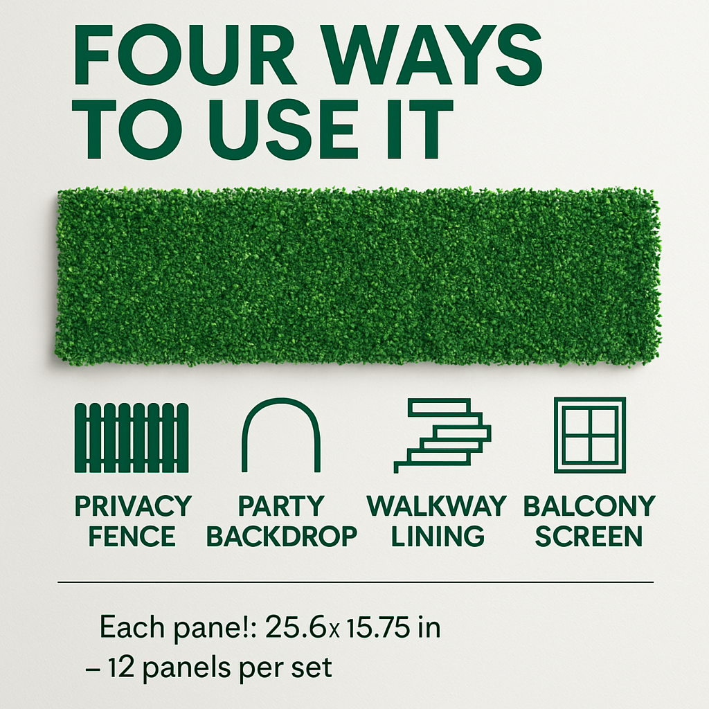 12Pcs 23.6x15.75in Artificial Boxwood Topiary Hedge Plant Grass Backdrop Fence Privacy Screen Grass Wall Decoration For Balcony Garden Fence