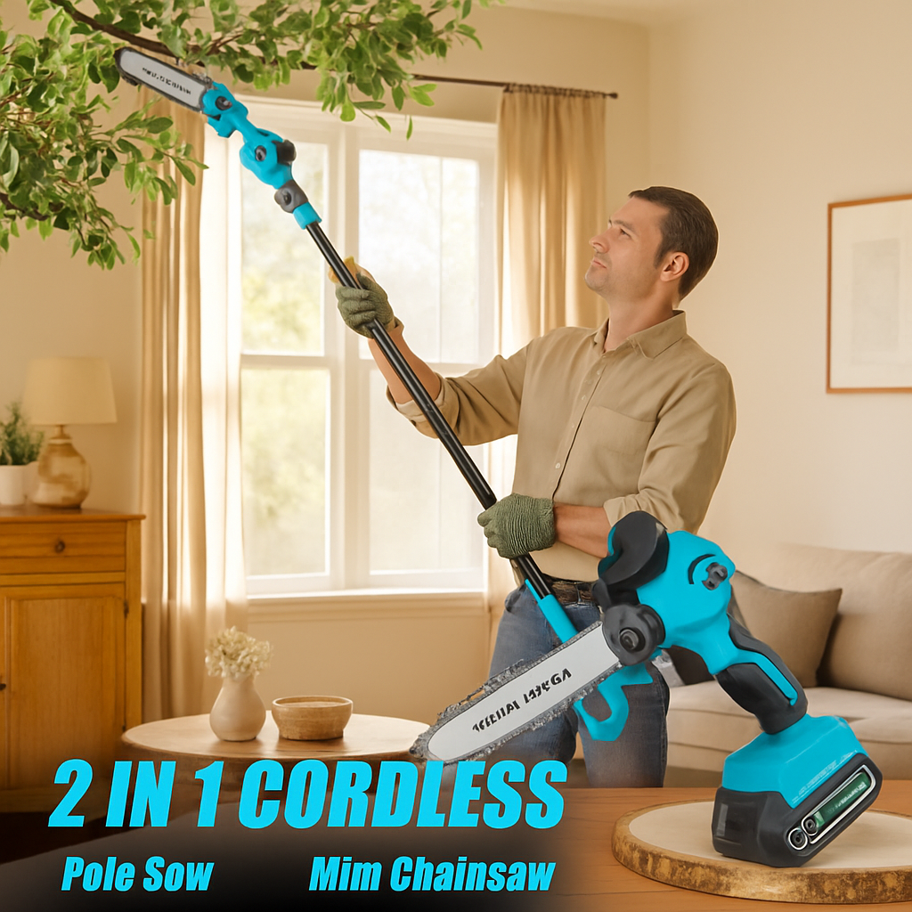Cordless Pole Saw and Mini Chainsaw with Extension