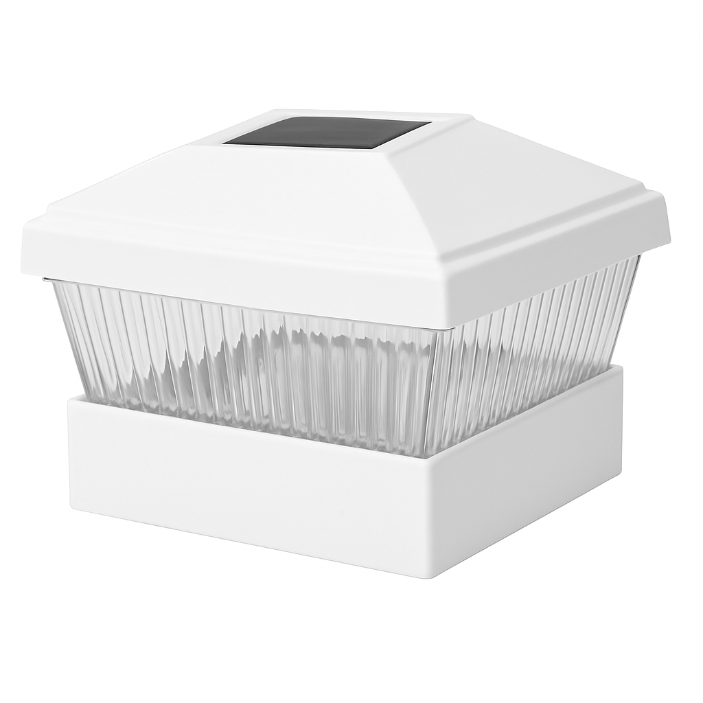 Solar Post Lights Garden Post Cap Light Solar LED Night Light White LED Lighting for 5x5 Inch Wood Post Fence Deck Patio-White