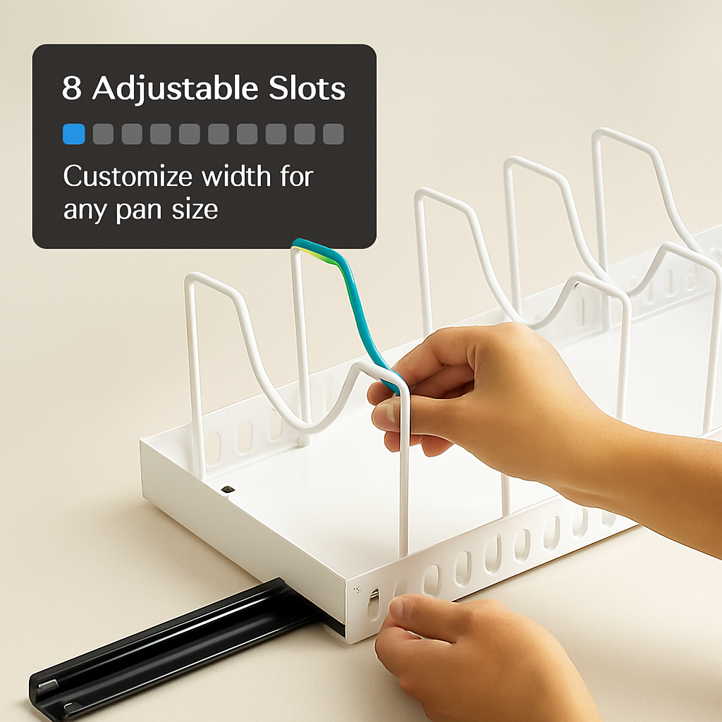 Pots and Pans Organizer with Adjustable Dividers