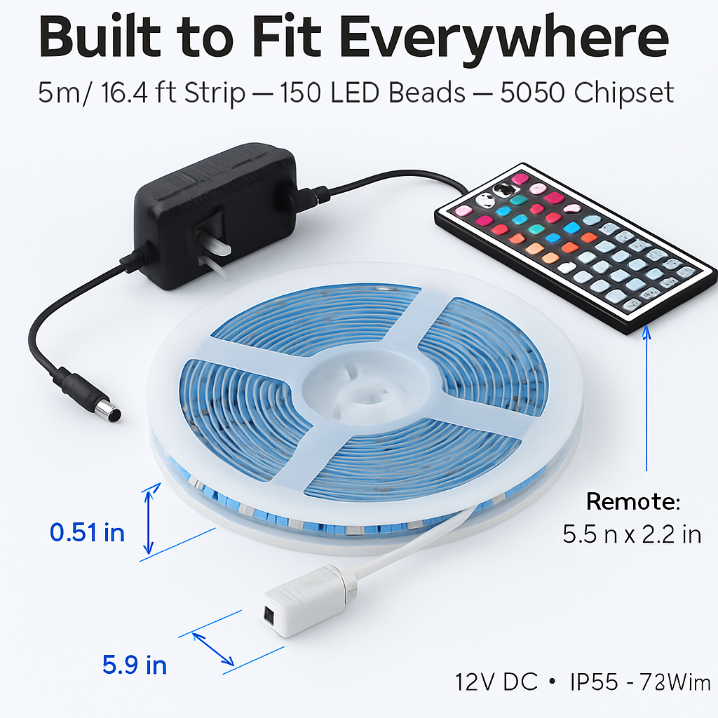 LED Strip Lights RGB Color Changing with IR Remote