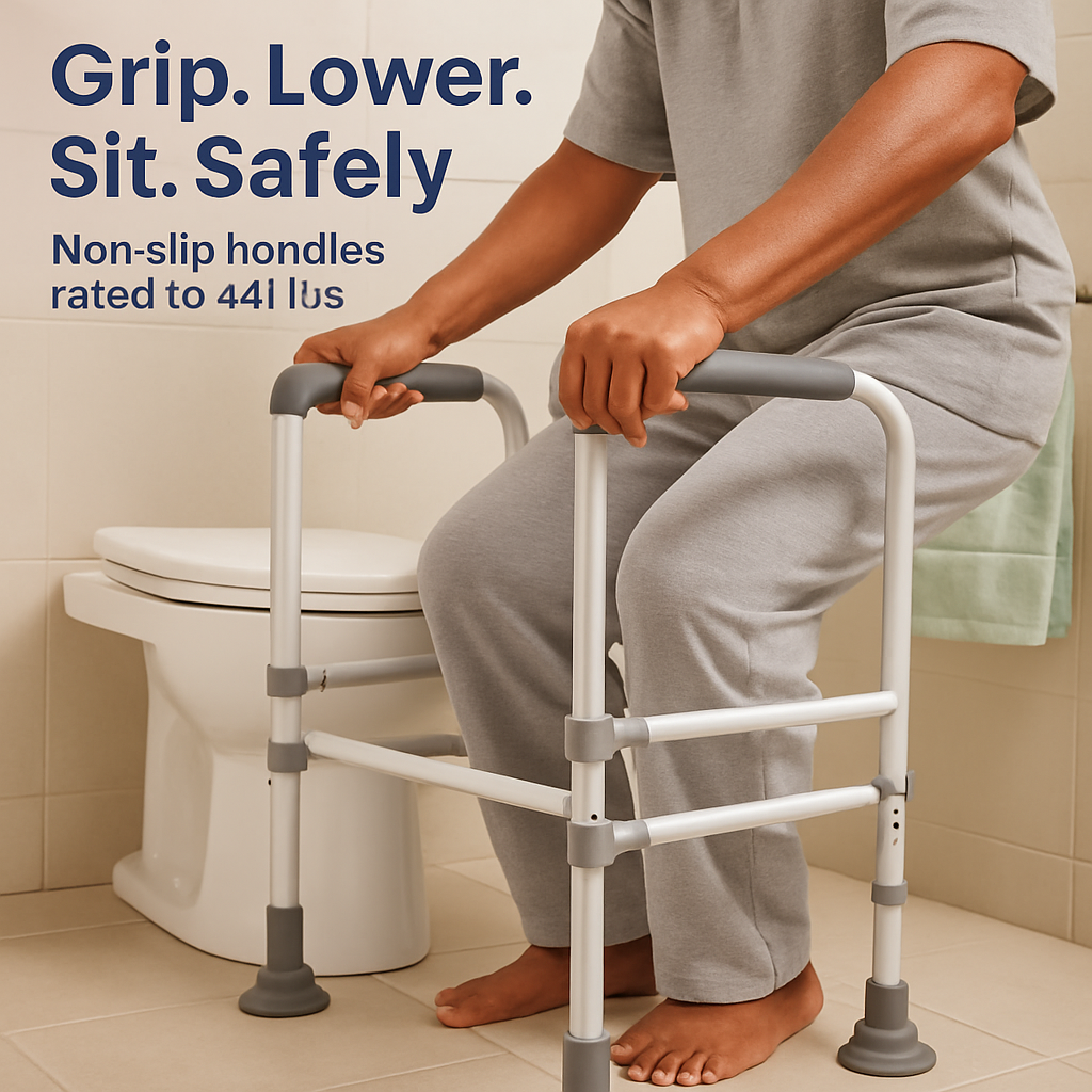 Toilet Safety Rails with Adjustable Height and Width