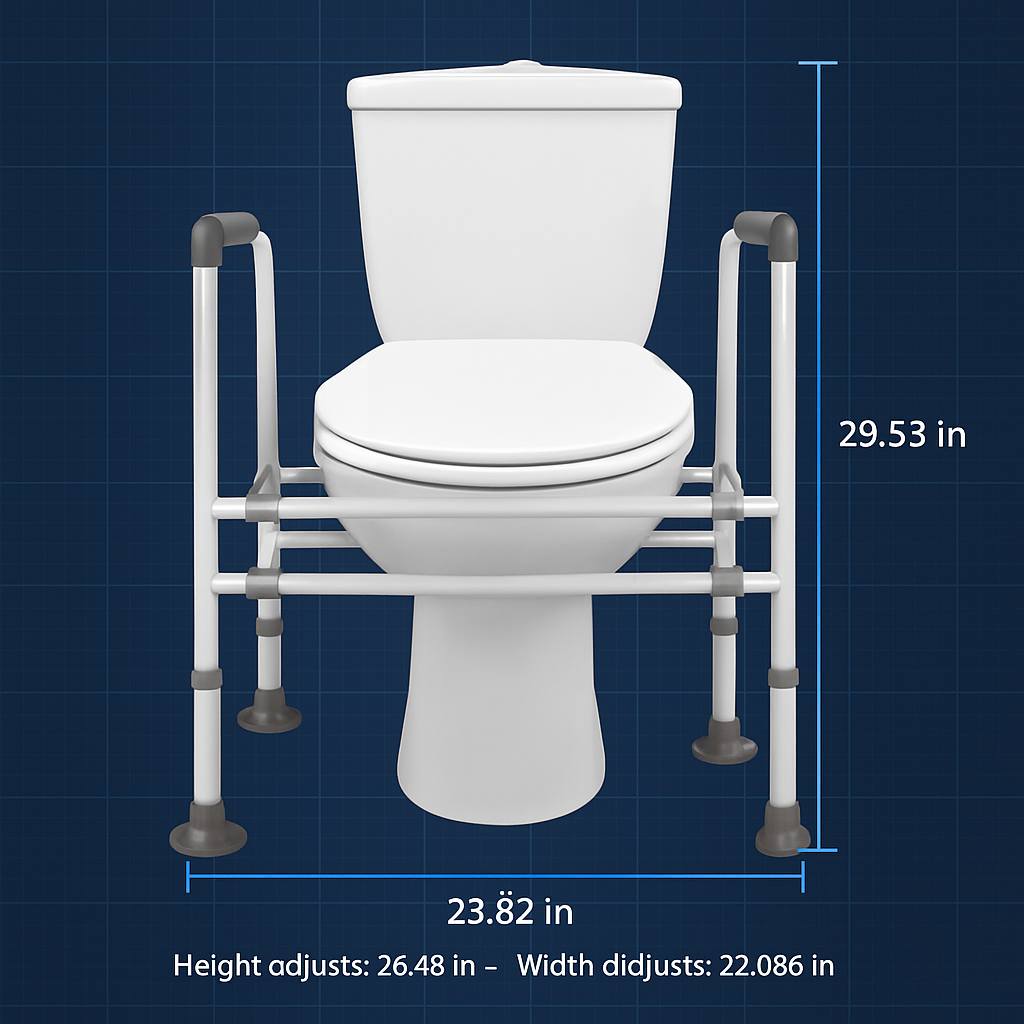 Toilet Safety Rails with Adjustable Height and Width