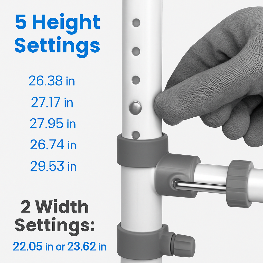 Toilet Safety Rails with Adjustable Height and Width