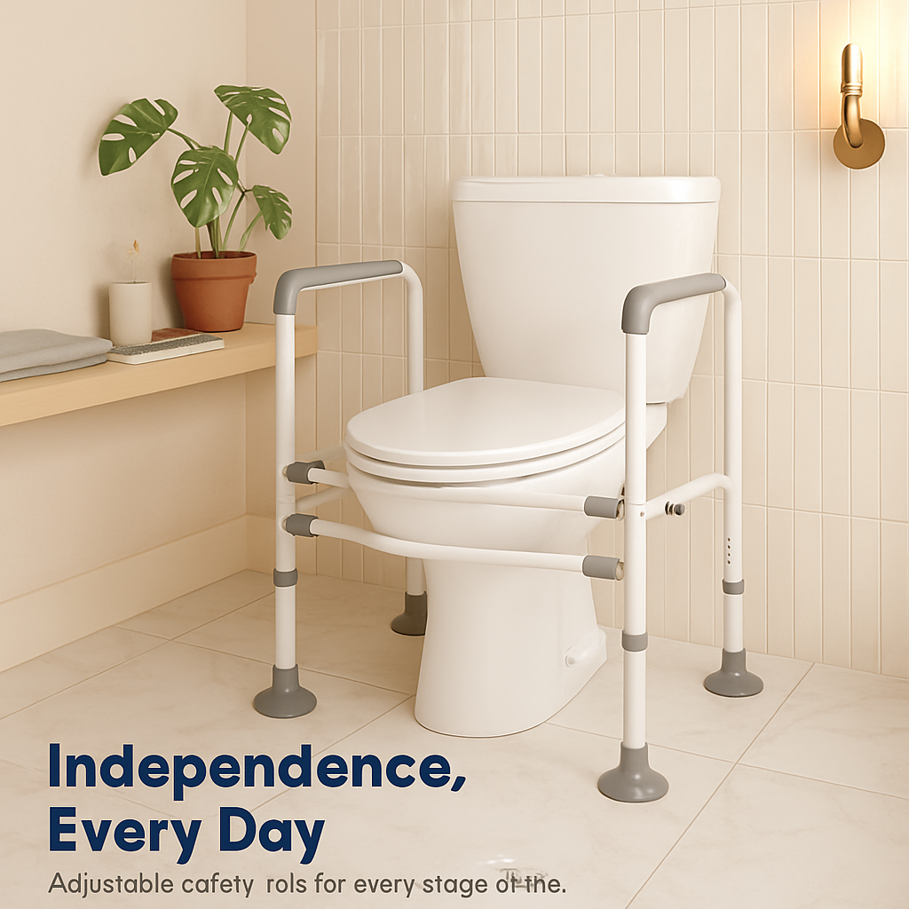 Toilet Safety Rails with Adjustable Height and Width