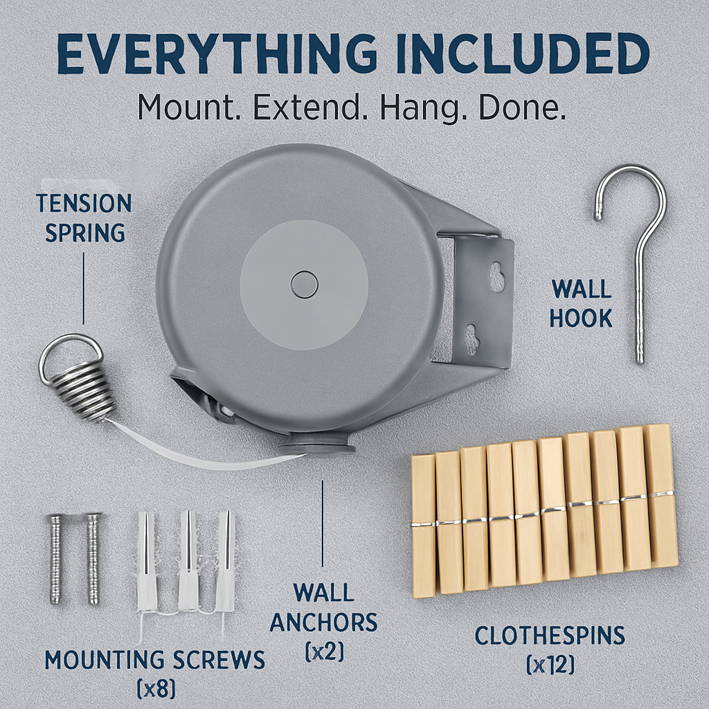 Retractable Clothesline for Outdoor Laundry Drying