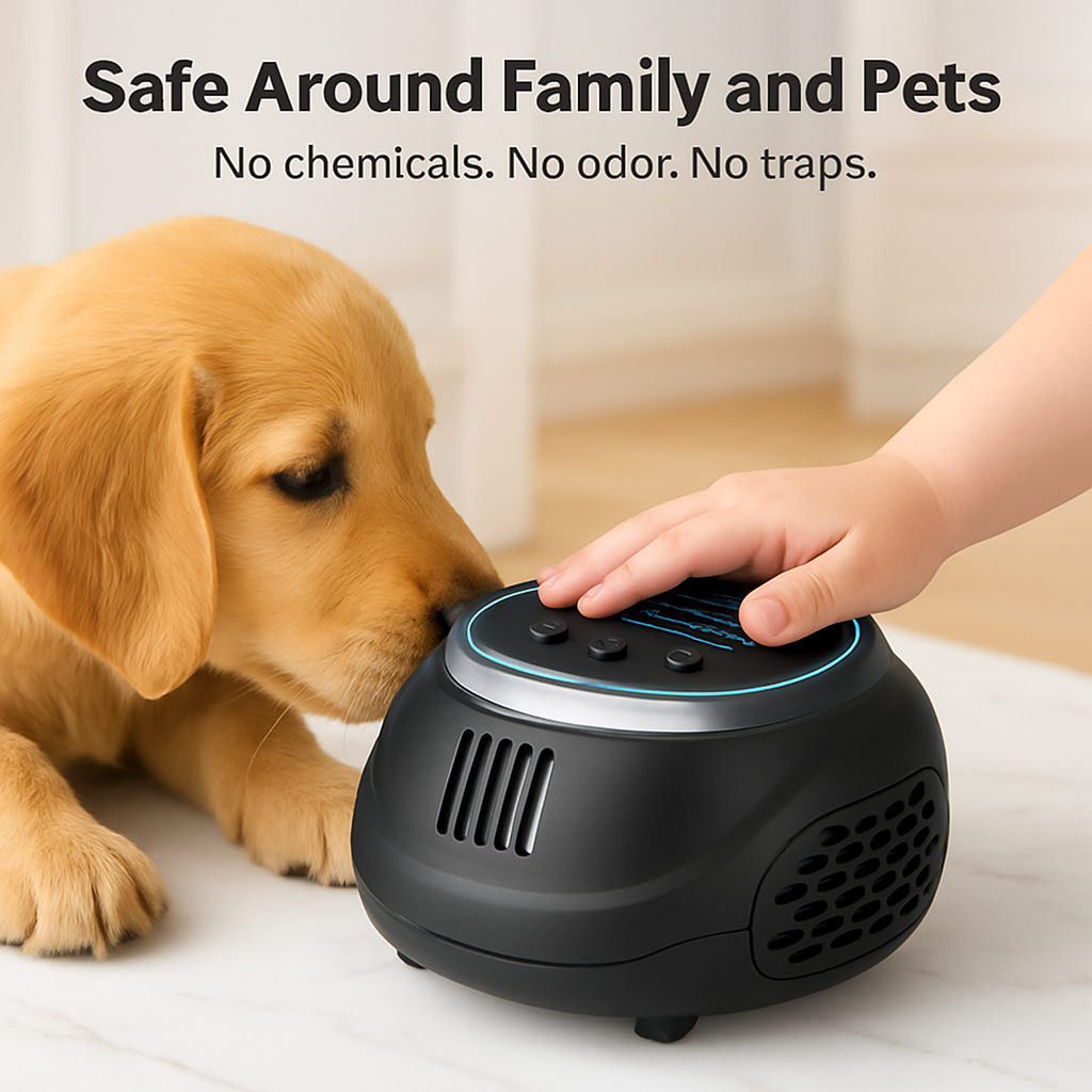 Ultrasonic Rodent Chaser Rat Repellent Pest Driver Mouse Control Squirrel Repeller with 4 Modes 4-65KHz Strobe Light 4 Timer 1292sq.ft. Coverage for R