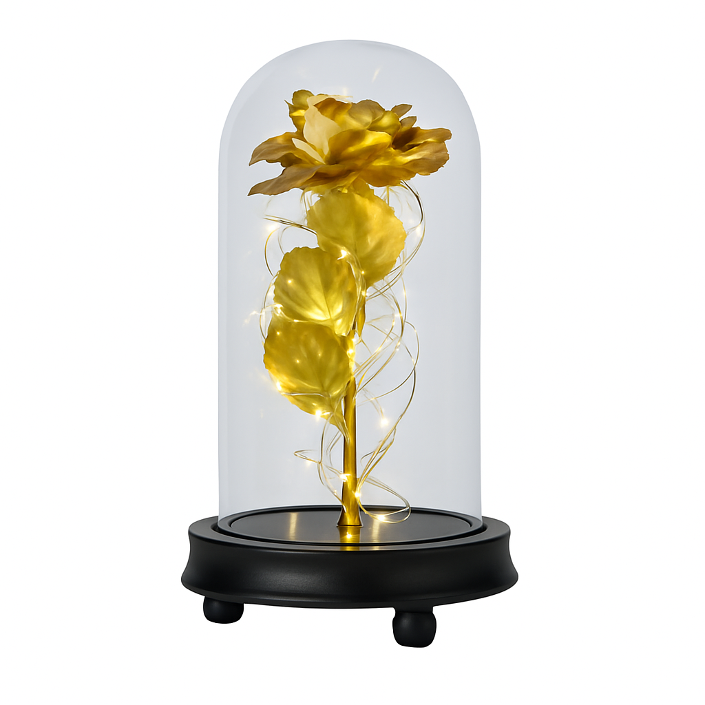 Foil Rose LED String Light Fairy Lamp with Glass Dome