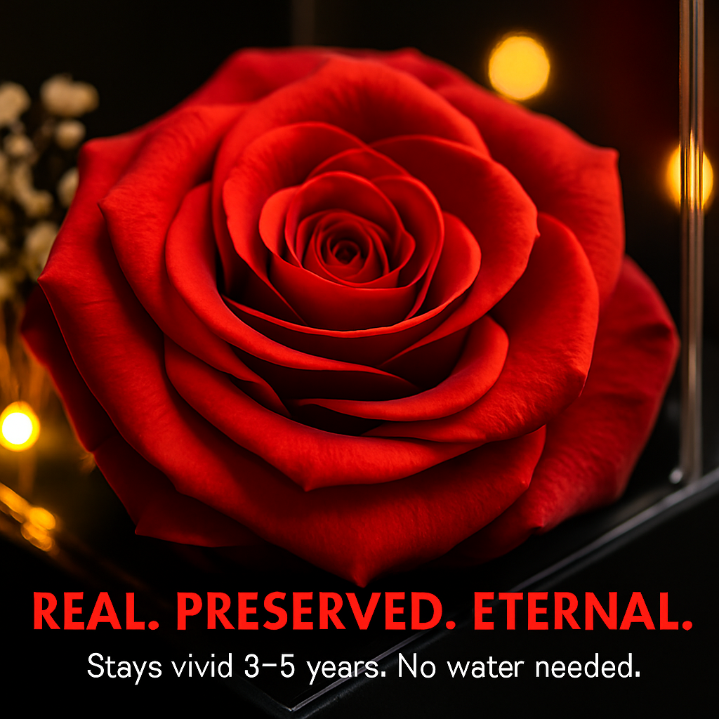 Preserved Red Rose with Heart Necklace Gift Set