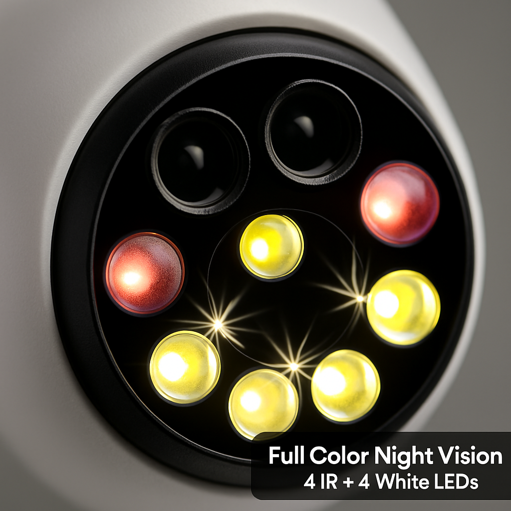 Dual Lens Security Camera with Night Vision and AI