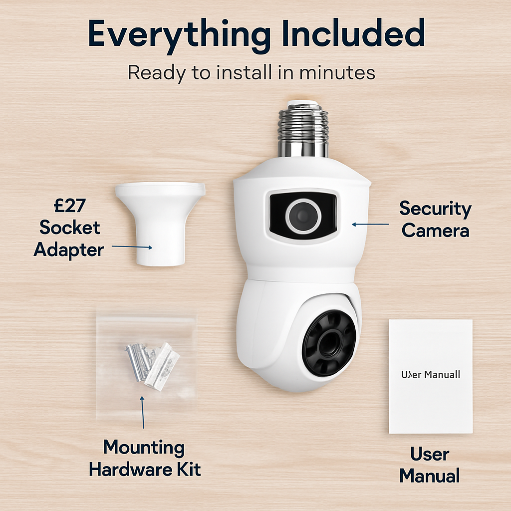 Dual Lens Security Camera with Night Vision and AI