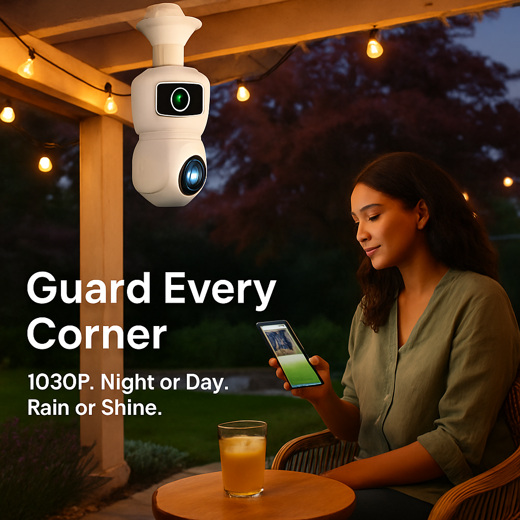 Dual Lens Security Camera with Night Vision and AI