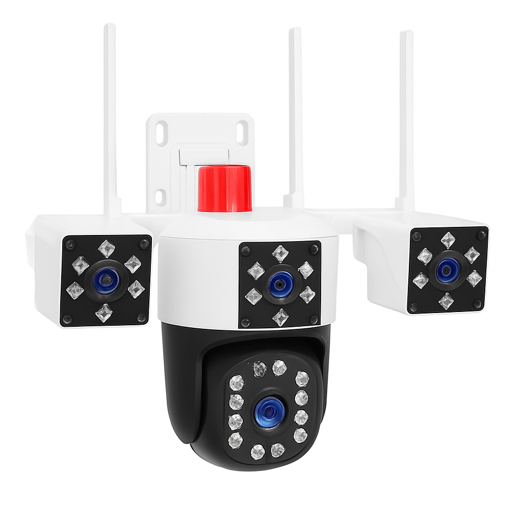 1080P HD 4-Lens Security Camera 360° View WiFi Pan & Tilt Surveillance Camera With Full Color Night Vision Auto Motion Tracking 2-Way Audio Spotlights