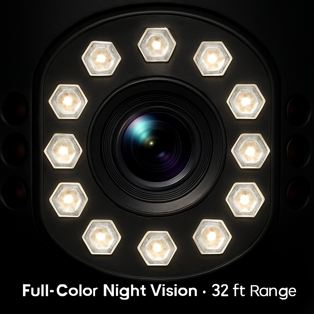 1080P HD 4-Lens Security Camera 360° View WiFi Pan & Tilt Surveillance Camera With Full Color Night Vision Auto Motion Tracking 2-Way Audio Spotlights