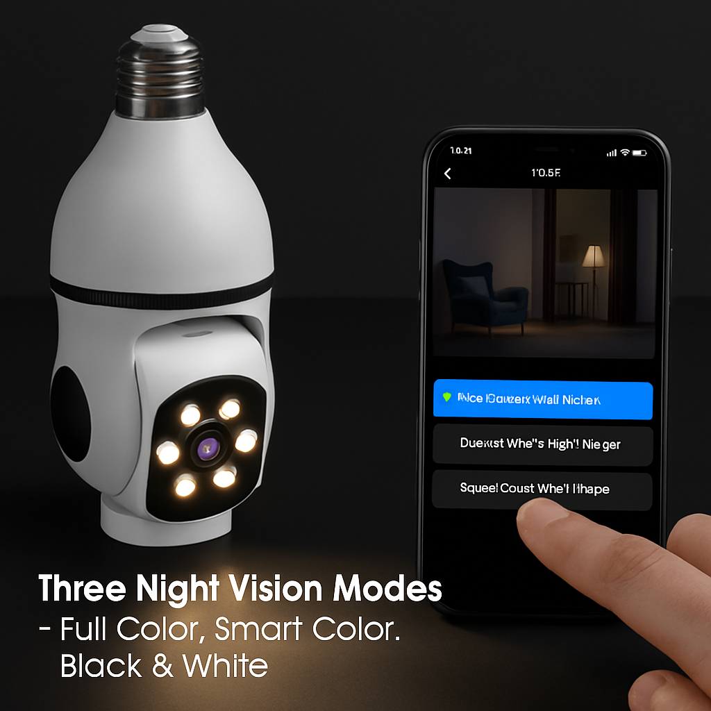 WiFi Bulb Camera Pan Tilt Security Camera with Night Vision