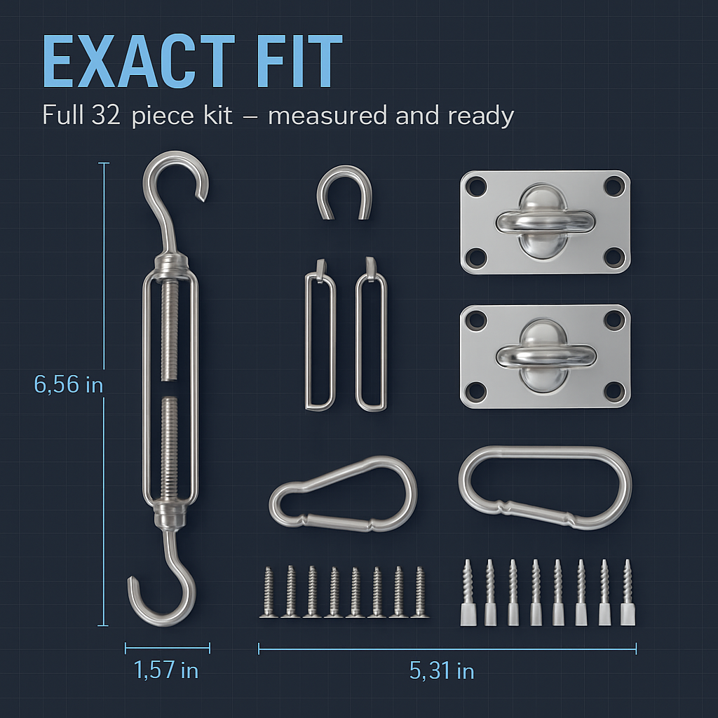 Sun Shade Sail Hardware Kit for Rectangular Sails