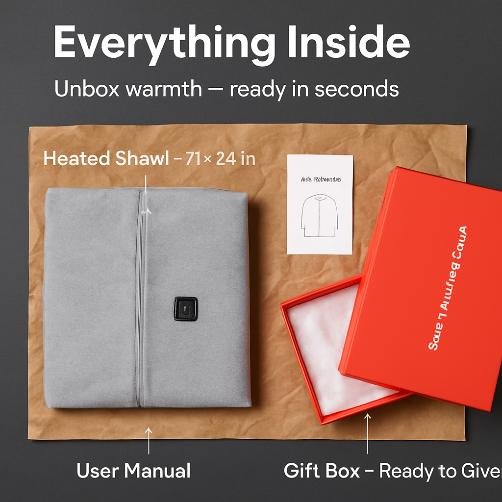 77x24In USB Heated Shawl with Teasel Wearable Heating Blanket Electric Throw Wrap Indoor Outdoor with Zipper 3 Heating Levels Machine Washable for Out
