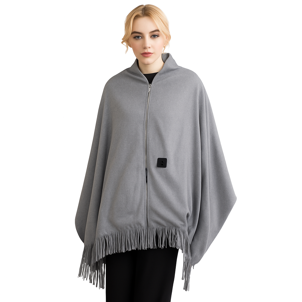 77x24In USB Heated Shawl with Teasel Wearable Heating Blanket Electric Throw Wrap Indoor Outdoor with Zipper 3 Heating Levels Machine Washable for Out