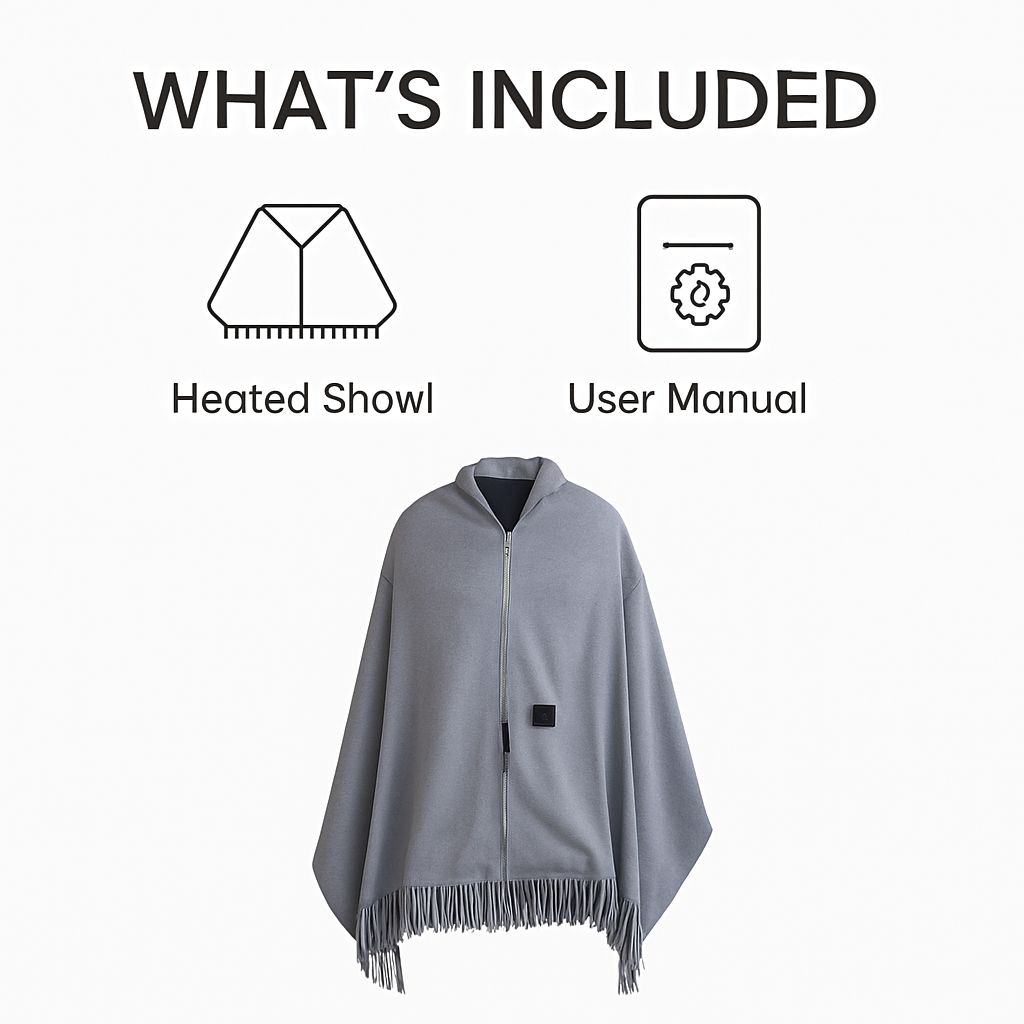 77x24In USB Heated Shawl with Teasel Wearable Heating Blanket Electric Throw Wrap Indoor Outdoor with Zipper 3 Heating Levels Machine Washable for Out