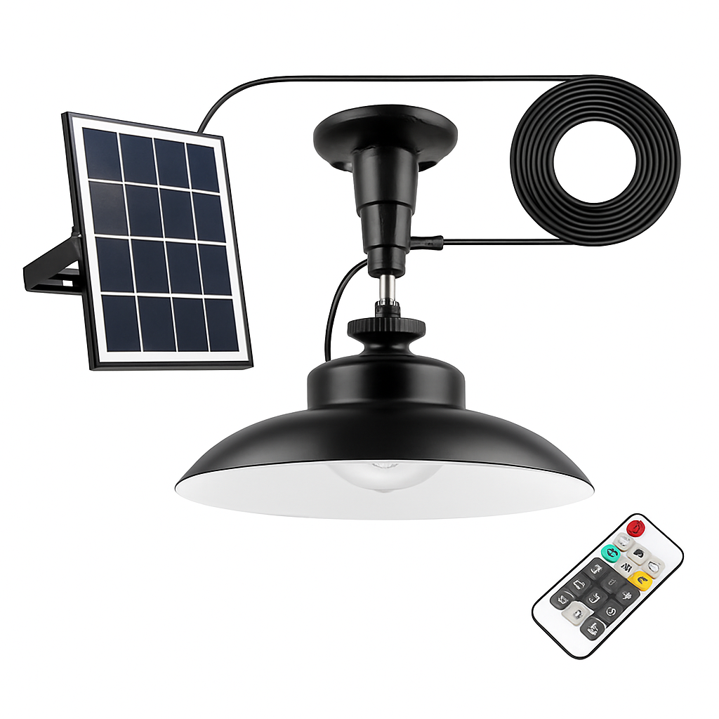 Solar Shed Light with Separate Panel for Indoor/Outdoor Use