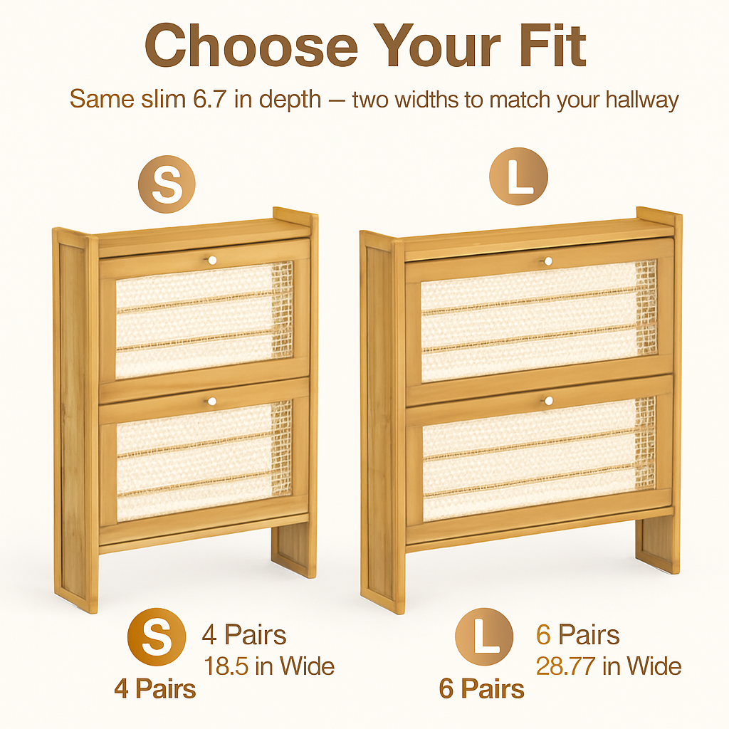 2-Tier Bamboo Shoe Cabinet with Flip Drawers