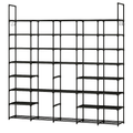 8-Tier 4-Row Metal Shoe Rack with Hooks, Durable