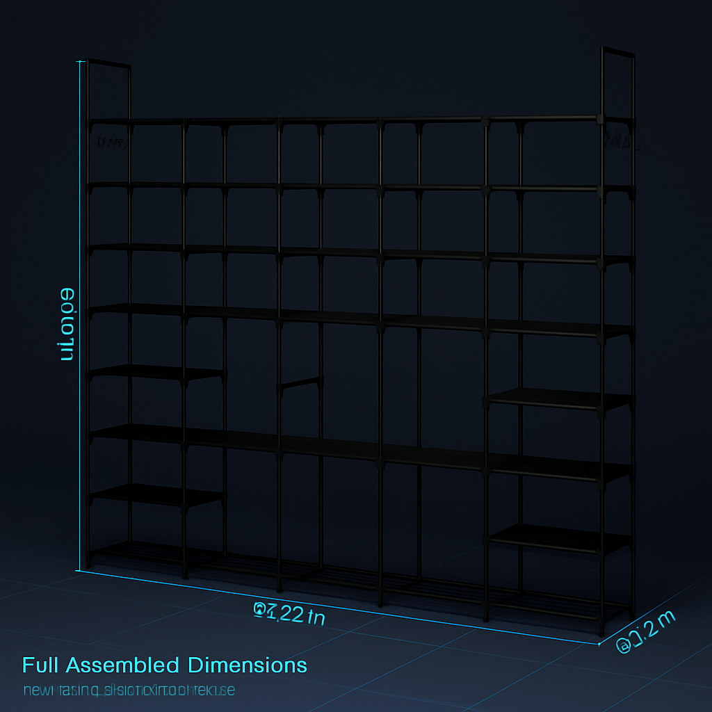 8-Tier 4-Row Metal Shoe Rack with Hooks, Durable