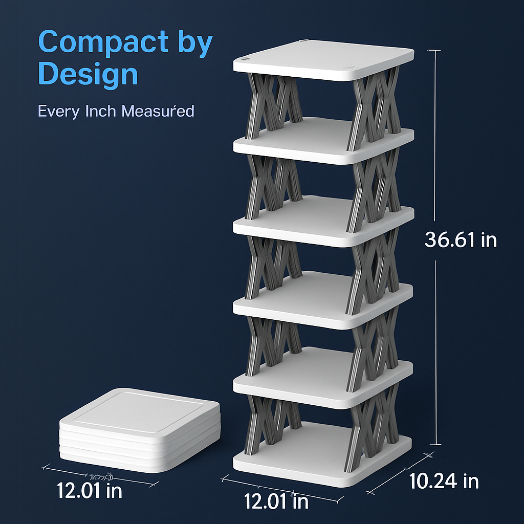 6-Tier Foldable Shoe Rack - Space Saving Organizer