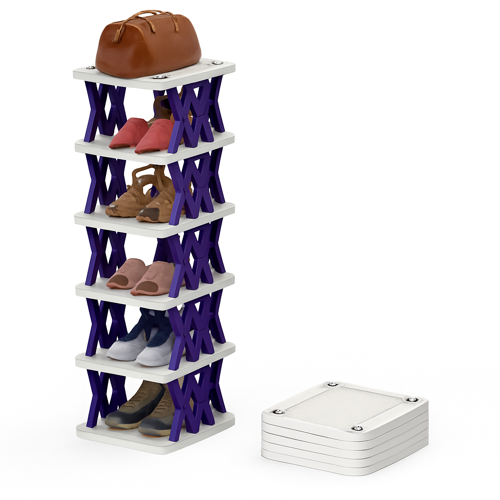 6-Tier Foldable Shoe Rack - Space Saving Organizer