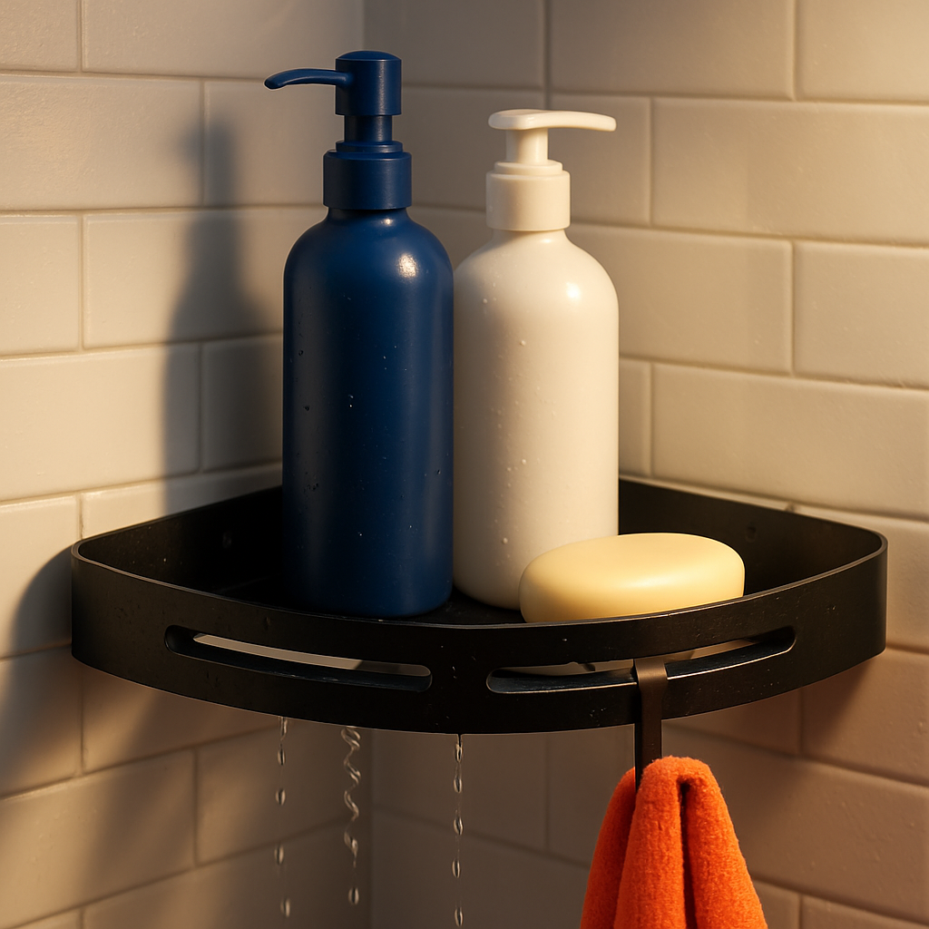 Corner Shower Caddy Shelf, Adhesive Wall Mount Organizer