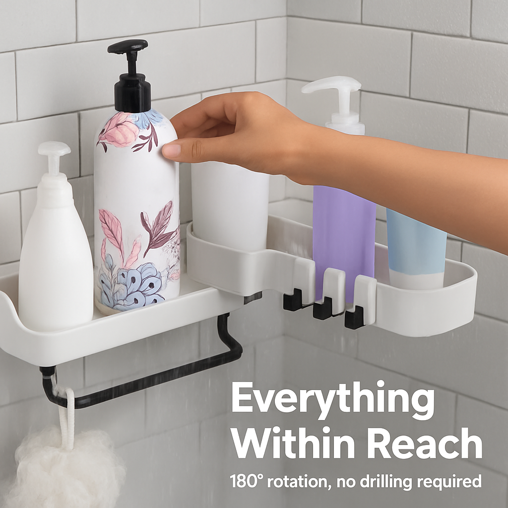 Rotatable Corner Caddy Shelf for Bathroom & Kitchen