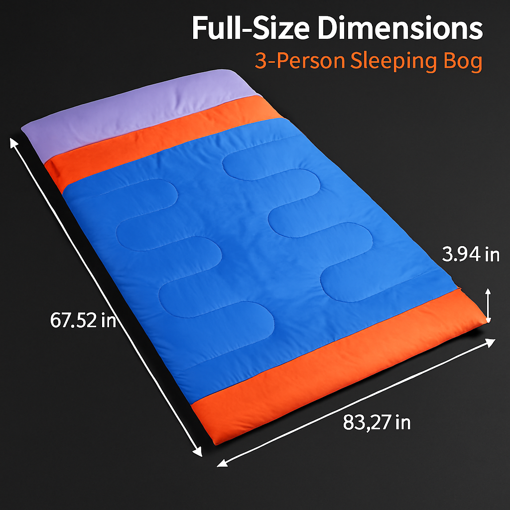 3 Person Sleeping Bag: Lightweight, Water-Resistant Outdoor
