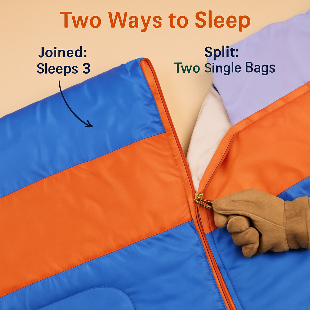 3 Person Sleeping Bag: Lightweight, Water-Resistant Outdoor