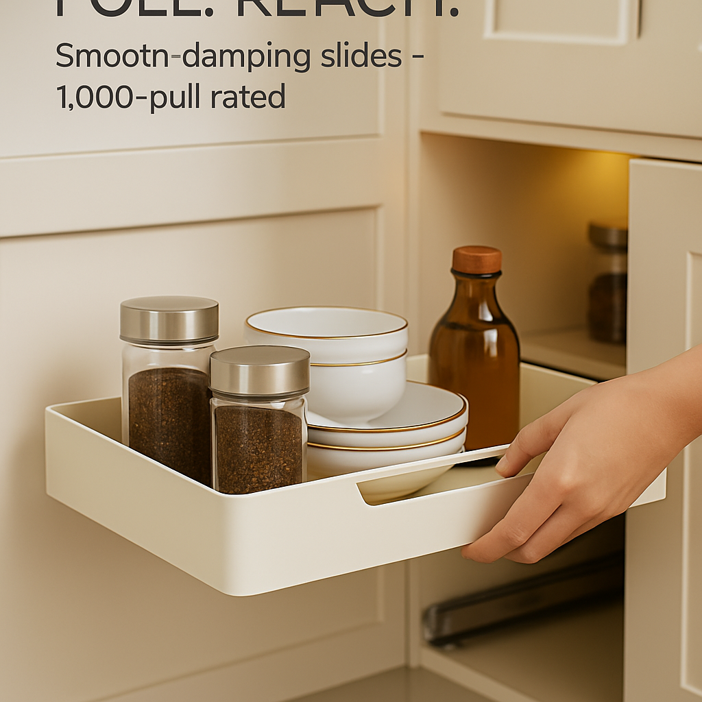 Pull Out Cabinet Organizer: Stick-On Drawer, Carbon Steel