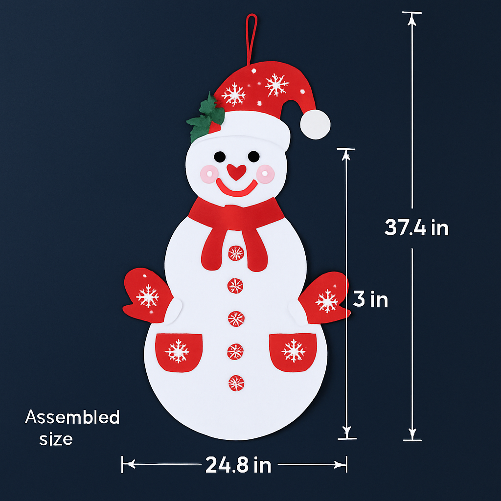 Felt Christmas Snowman Set for DIY Decor - 54 Pcs
